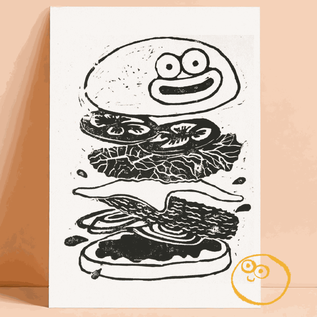 Linogravure Cheeseburger