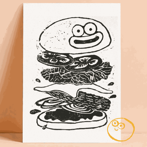 Linogravure Cheeseburger